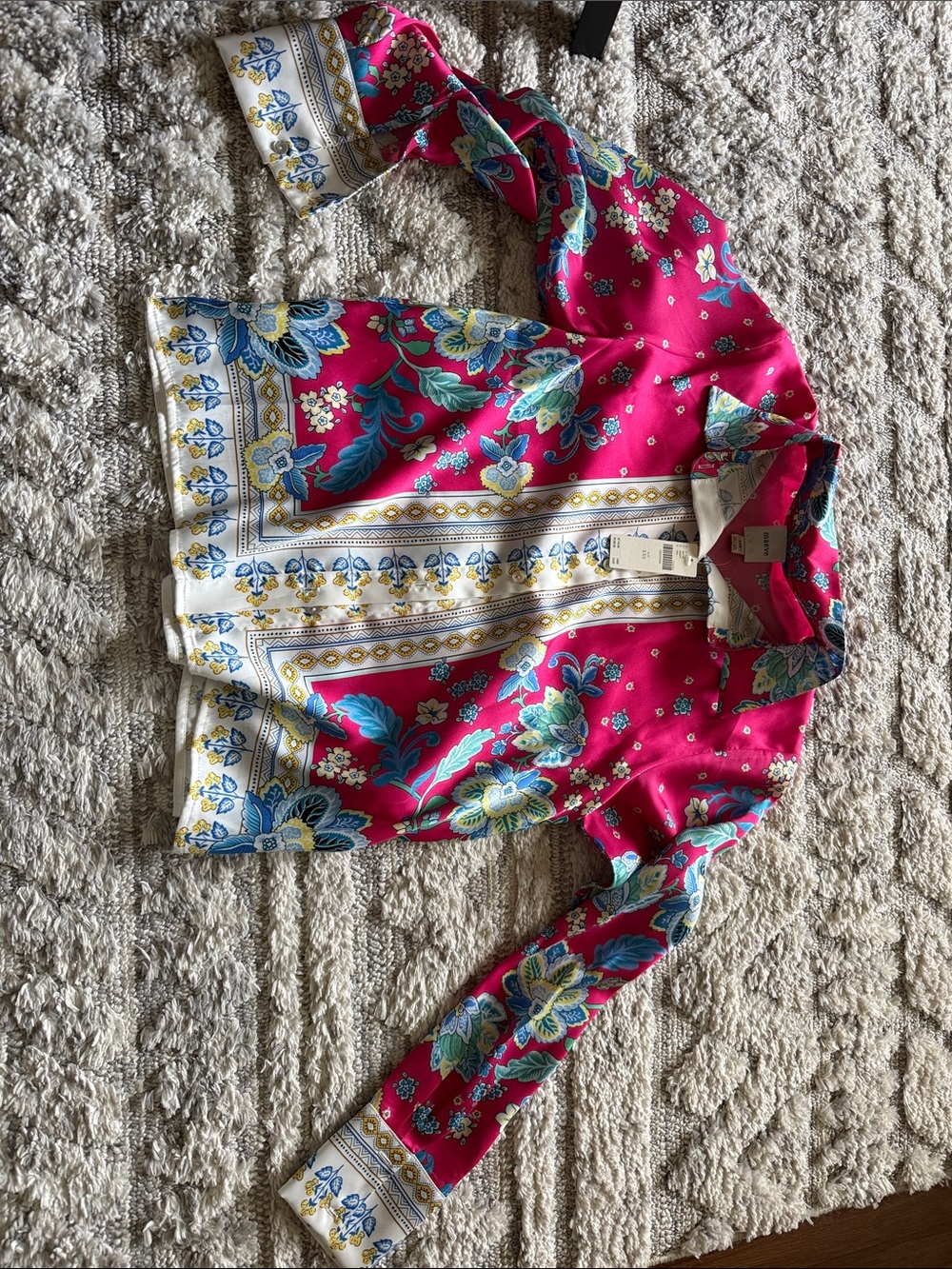 Maeve Hot Pink Floral Print Shirt